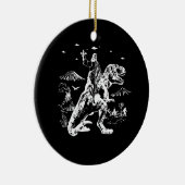 Jesus Riding Dinosaur UFO 90s Graphic Keramisch Ornament (Rechts)