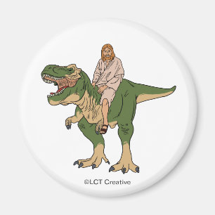 Jesus Riding T-Rex Magneet