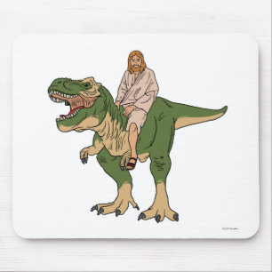 Jesus Riding T-Rex Muismat
