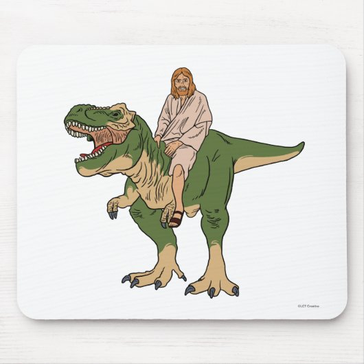 Jesus Riding T-Rex Muismat (Voorkant)