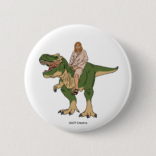 Jesus Riding T-Rex Ronde Button 5,7 Cm