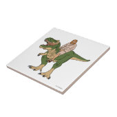 Jesus Riding T-Rex Tegeltje (Zijkant)