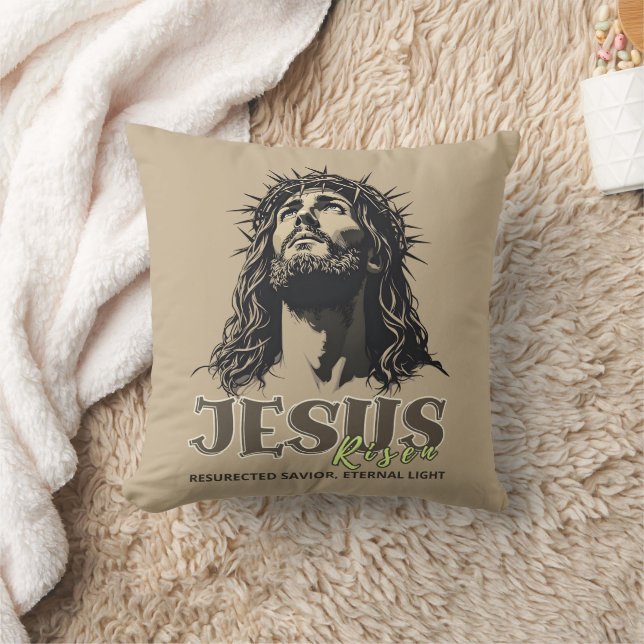 Jesus Risen - Jesus Christ Artistic Beige Kussen (Deken)