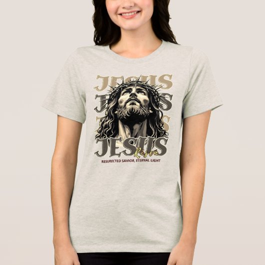 Jesus Risen - Jesus Christ Artistic Tri-Blend Shirt (Voorkant)
