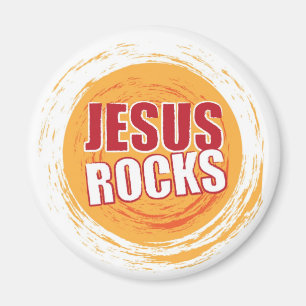 Jesus Rocks 2 Sinaasappel Magneet