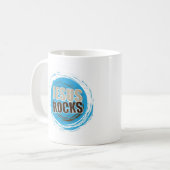 Jesus Rocks 4 Blue & choc Koffiemok (Voorkant links)