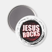 Jesus Rocks 5 Black Magneet (Voorkant / Achterkant)