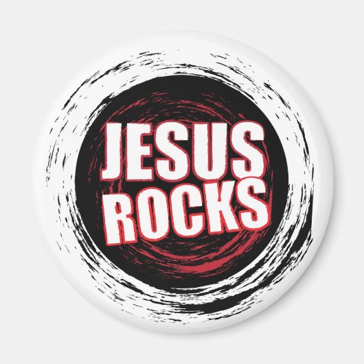 Jesus Rocks 5 Black Magneet (Voorkant)