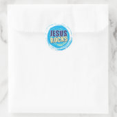 Jesus Rocks 7 Blue & Yellow Ronde Sticker (Tas)