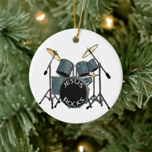 Jesus Rocks - Drummer Keramisch Ornament (Boom)