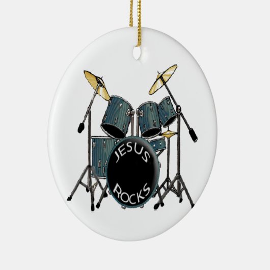 Jesus Rocks - Drummer Keramisch Ornament (Rechts)