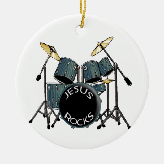 Jesus Rocks - Drummer Keramisch Ornament (Voorkant)