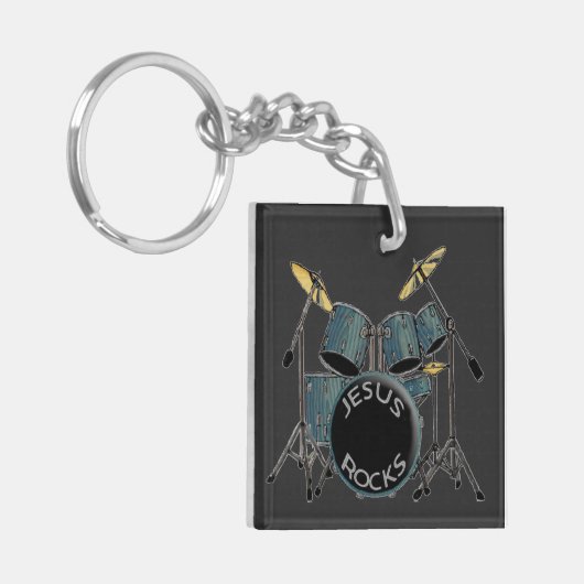 Jesus Rocks-drummer Sleutelhanger (Voorkant Links)