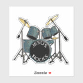Jesus Rocks-drummer Sticker (Vel)
