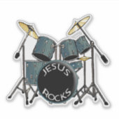 Jesus Rocks-drummer Sticker (Voorkant)