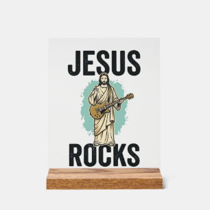 Jesus Rocks Gitaar Vintage Christelijke Gravure De Acryl Bord