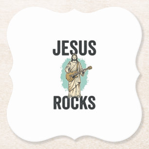 Jesus Rocks Gitaar Vintage Christelijke Gravure De Kartonnen Onderzetters