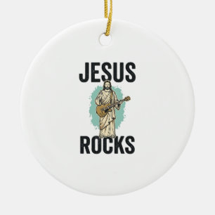Jesus Rocks Gitaar Vintage Christelijke Gravure De Keramisch Ornament