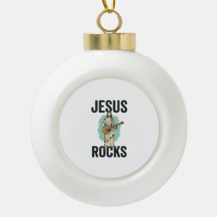 Jesus Rocks Gitaar Vintage Christelijke Gravure De Keramische Bal Ornament