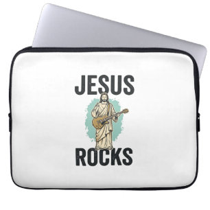 Jesus Rocks Gitaar Vintage Christelijke Gravure De Laptop Sleeve