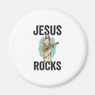 Jesus Rocks Gitaar Vintage Christelijke Gravure De Magneet