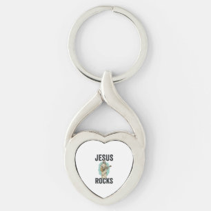 Jesus Rocks Gitaar Vintage Christelijke Gravure De Sleutelhanger