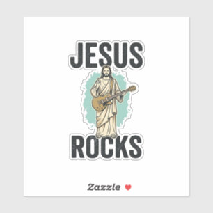 Jesus Rocks Gitaar Vintage Christelijke Gravure De Sticker