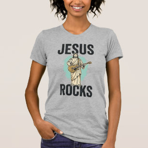 Jesus Rocks Gitaar Vintage Christelijke Gravure De T-shirt
