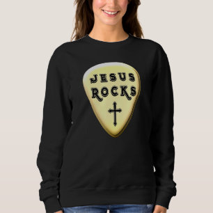 Jesus Rocks Gold Guitar Pick Christelijk Worship L Trui
