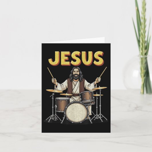Jesus Rocks Music Grappig Christelijk Drummer Desi Kaart (Voorkant)