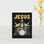 Jesus Rocks Music Grappig Christelijk Drummer Desi Kaart (Gele Bloem)