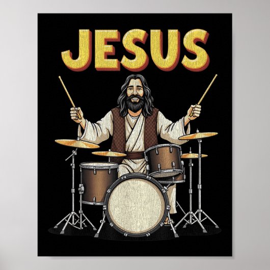 Jesus Rocks Music Grappig Christelijk Drummer Desi Poster (Voorkant)