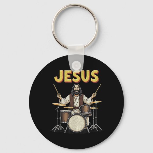 Jesus Rocks Music Grappig Christelijk Drummer Desi Sleutelhanger (Voorkant)