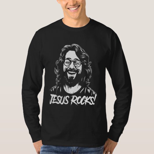 Jesus Rocks  Musician Rocker Christ T-shirt (Voorkant)