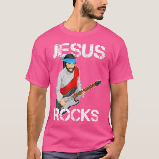 Jesus Rocks op elektrische gitaar Grappig Christel T-shirt