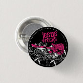 Jesus Rocks Ronde Button 3,2 Cm (Voorkant /achterkant)
