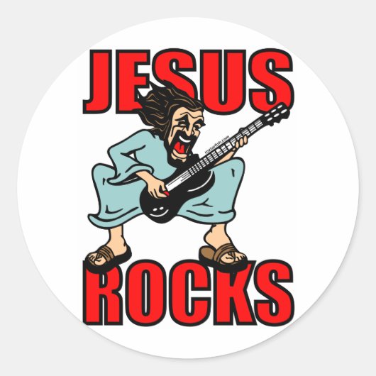 JESUS ROCKS RONDE STICKER (Voorkant)