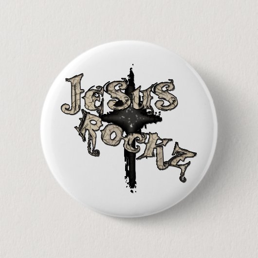 Jesus Rockz Christelijk Ronde Button 5,7 Cm (Voorkant)
