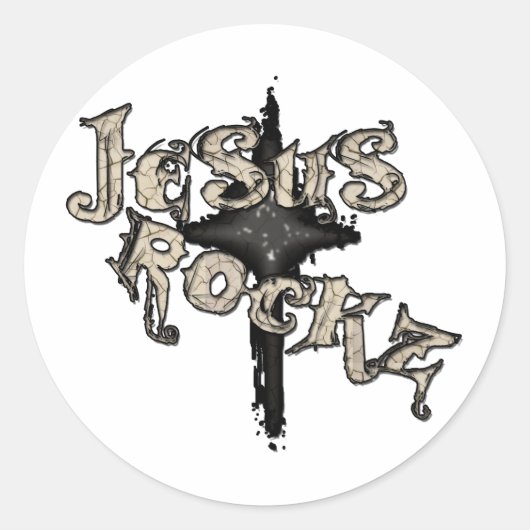 Jesus Rockz Christelijk Ronde Sticker (Voorkant)