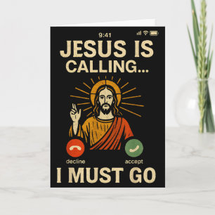Jesus Roept Ik Moet Gaan Retro Christelijk Geloof  Kaart