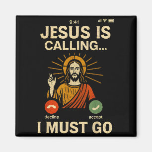 Jesus Roept Ik Moet Gaan Retro Christelijk Geloof Magneet