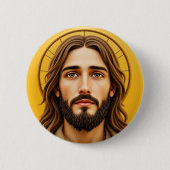 JESUS RONDE BUTTON 5,7 CM (Voorkant)