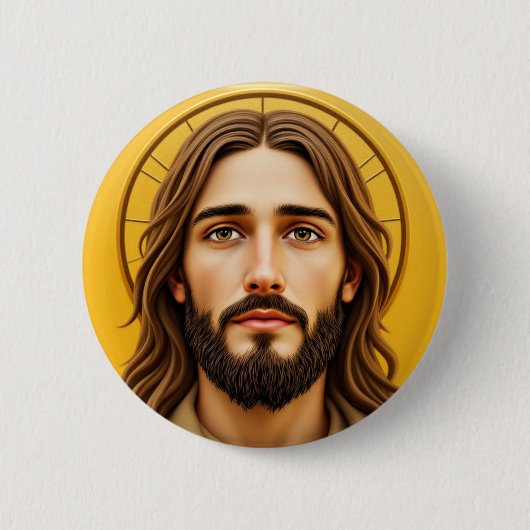 JESUS RONDE BUTTON 5,7 CM (Voorkant)