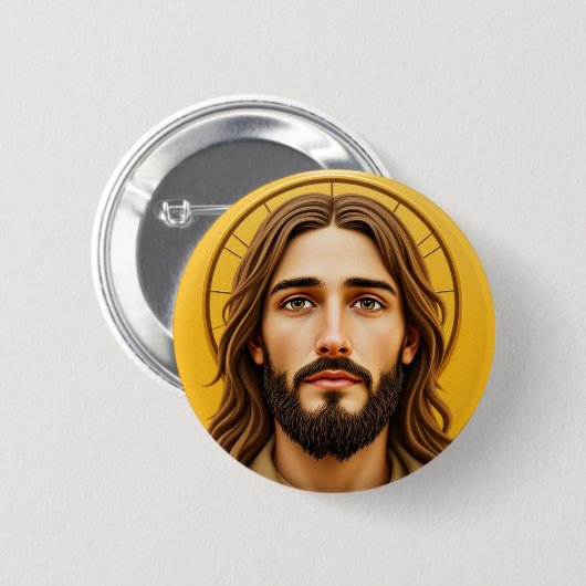 JESUS RONDE BUTTON 5,7 CM (Voorkant /achterkant)