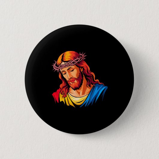 Jesus Rtrait Art Christian Religious Ronde Button 5,7 Cm (Voorkant)