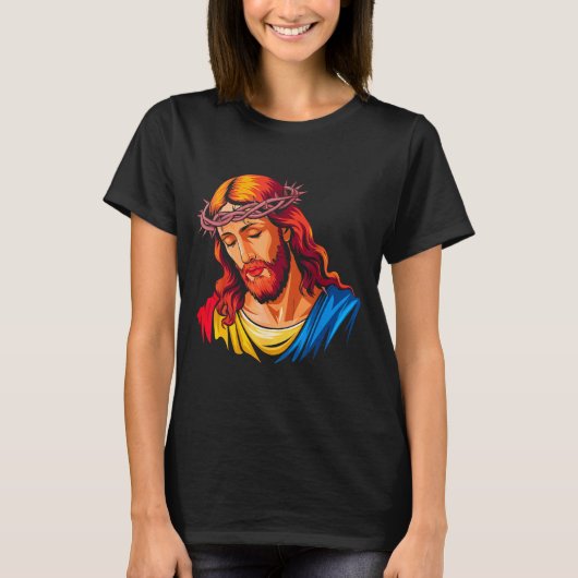 Jesus Rtrait Art Christian Religious  T-shirt (Voorkant)