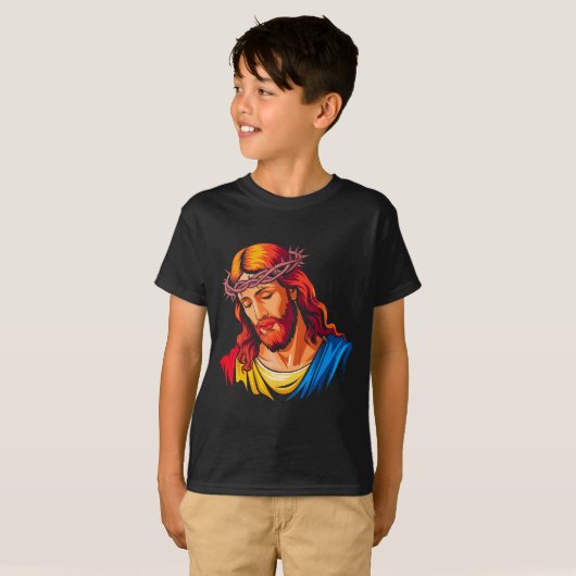 Jesus Rtrait Art Christian Religious  T-shirt (Voorkant volledig)