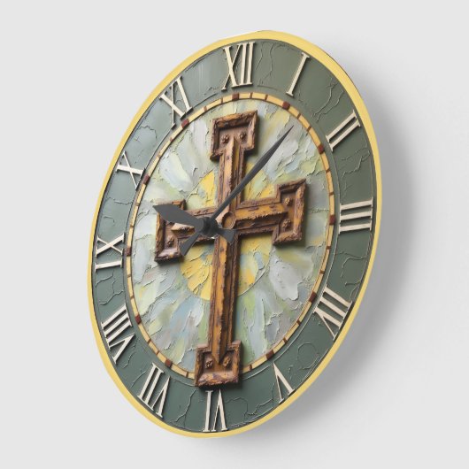 Jesus Rustic Textured Cross Grote Klok (Hoek)