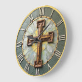 Jesus Rustic Textuurkruis Grote Klok (Hoek)