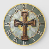 Jesus Rustic Textuurkruis Grote Klok (Voorkant)